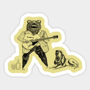 Hound Dog! Rock and Roll Bear Guitar Player Sticker